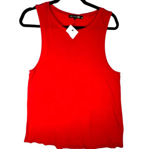 Rag & Bone Jean Womens NEW Sz M Tank Top Red Cotton Boat Neck READ DESCRIPTION